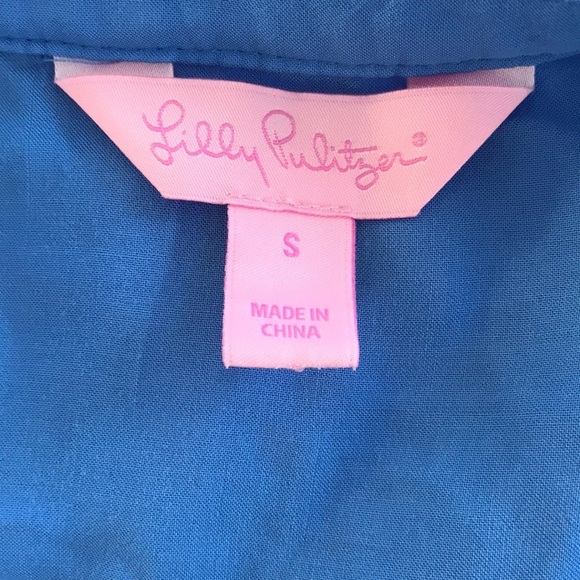 LILLY PULITZER Size S blue button down top - Picture 5 of 6